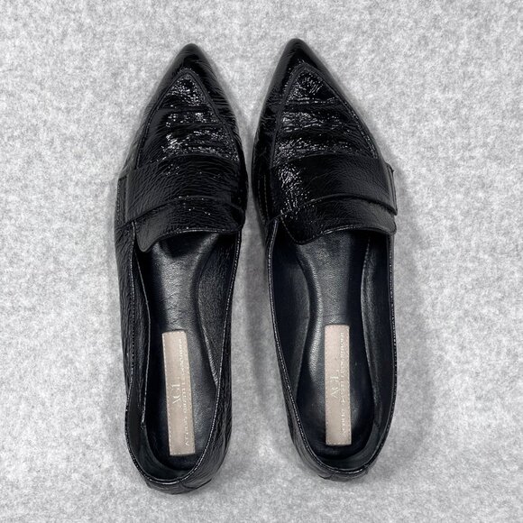 AGL Loafers Womens 11 US Black Patent‎ Leather Pointed Toe Shoe Flats Business - Picture 7 of 16